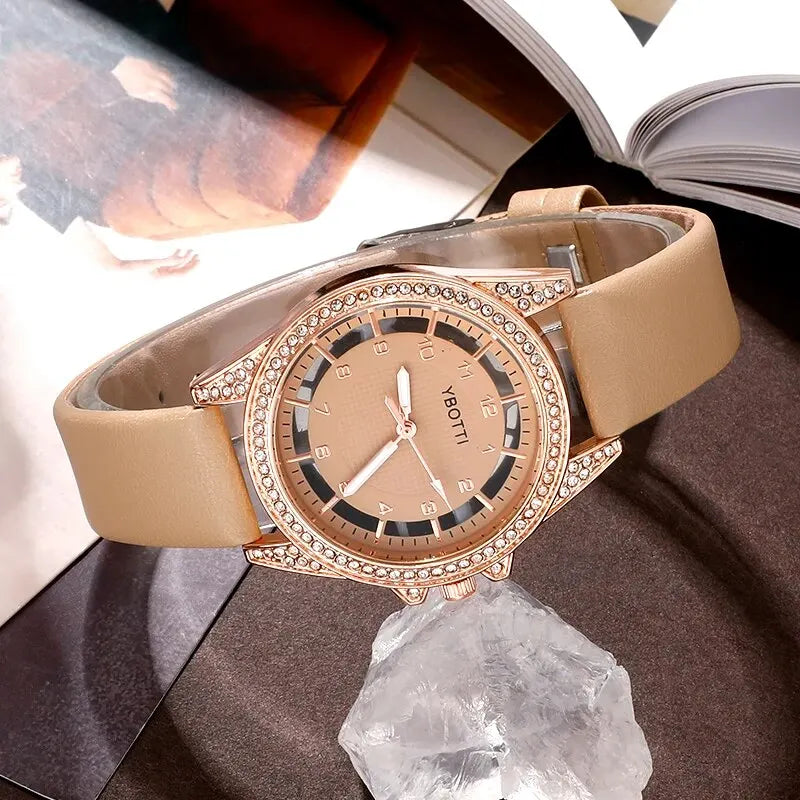 Conjunto relógio e pulseira cáqui feminina Vbotti ™Billisstore
