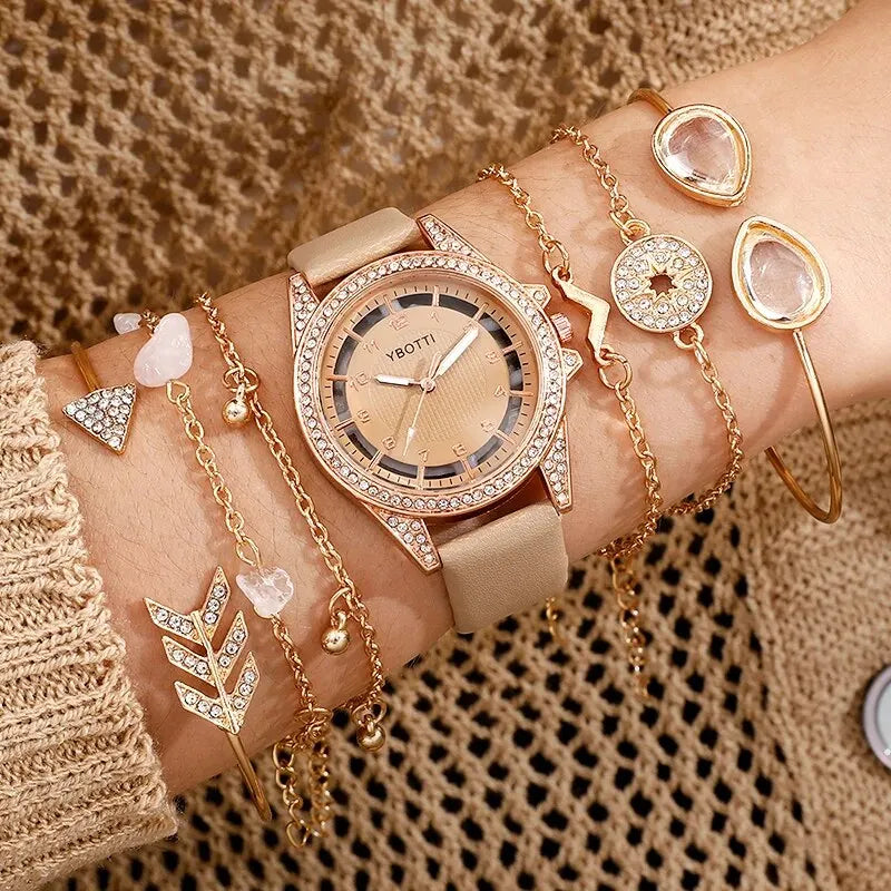Conjunto relógio e pulseira cáqui feminina Vbotti ™Billisstore